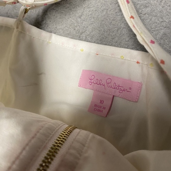 Lilly Pulitzer Alexa Dress 10 Resort White Clip Dot Polka Dot Front Zip Whimsy - Picture 3 of 8